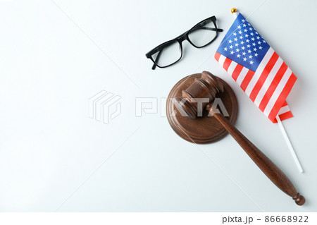 American law concept with judge gavel on white background 86668922
