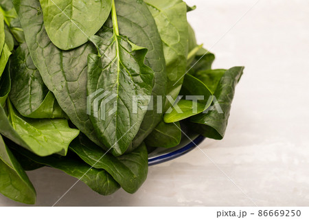 fresh green spinach on dish on ceramic fresh green spinach on dish on ceramic 86669250
