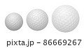 Golf ball isolated on white background, full depth of field, clipping path. Traditional white golf ball for sport. 3D rendering  86669267