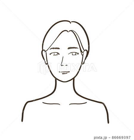 素顔の女性真顔イラスト　線画 86669397