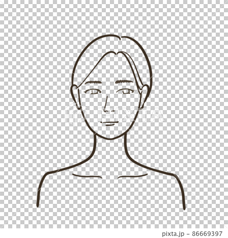 真女真臉插畫線描 86669397