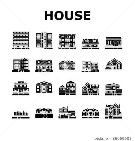 House Architectural Exterior Icons Set Vector 86669602