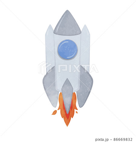 かわいい宇宙飛行船が発射するイラストのイラスト素材