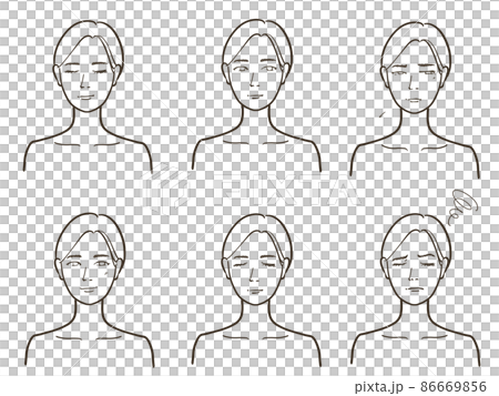 真臉女性插畫集線描 86669856