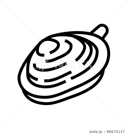 Soft Shell Clam Line Icon Vector Illustrationのイラスト素材