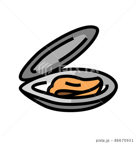 Opened Shell Mussel Color Icon Vector Illustrationのイラスト素材