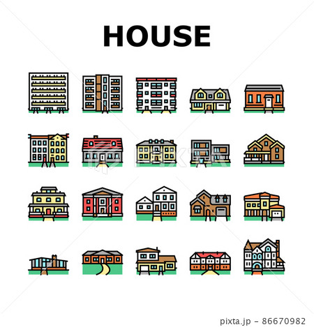 House Architectural Exterior Icons Set Vector 86670982
