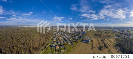 Aerial view on the German village of Moerfelden-Walldorf close to Frankfurt during daytime Aerial view on the German village of Moerfelden-Walldorf close to Frankfurt during daytime 86671251