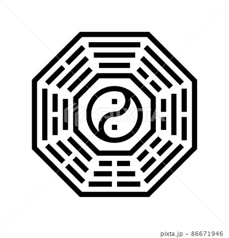 bagua chinese horoscope animal line icon vector illustration 86671946