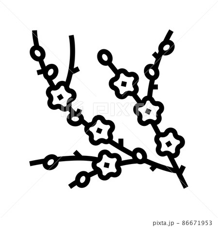plum tree branch line icon vector illustration plum tree branch line icon vector illustration 86671953