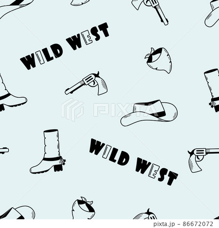 Seamless wild west pattern. Background vector illustration elements of cowboy western Seamless wild west pattern. Background vector illustration elements of cowboy western 86672072