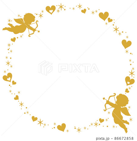 ハートの矢を射る天使のサークルフレーム 86672858