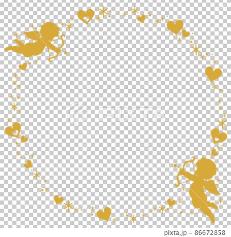 ハートの矢を射る天使のサークルフレーム 86672858