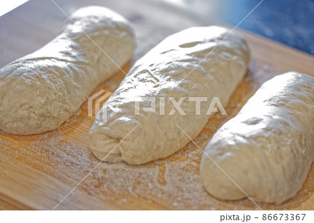 Bread dough before putting it into the oven 86673367