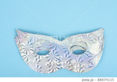 Color mardi gras beads, masks on bright background. Studio Photo Color mardi gras beads, masks on bright background. Studio Photo 86674115
