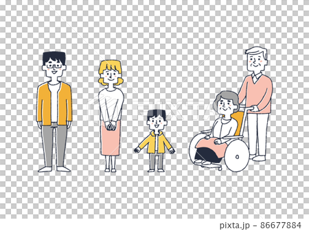 Family icon (rose) Comical handwritten person vector, simple coloring on line drawing 86677884