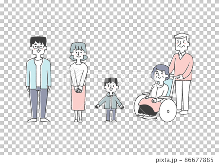 Family icon (rose) Comical handwritten person vector, simple coloring on line drawing 86677885