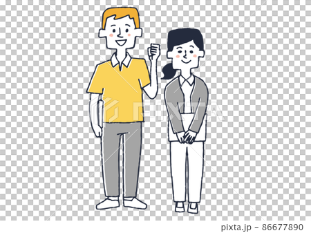 Helper and medical therapist, comical handwritten person illustration, simple coloring on vector line drawing, white background 86677890