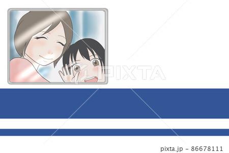 窓から手を振る親子のイラスト 86678111