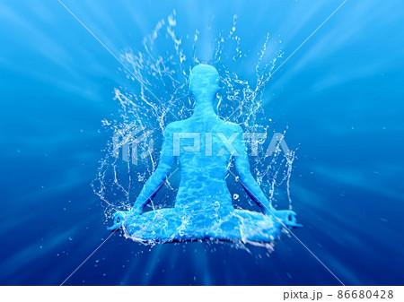 水中で瞑想する女性のイラスト 86680428