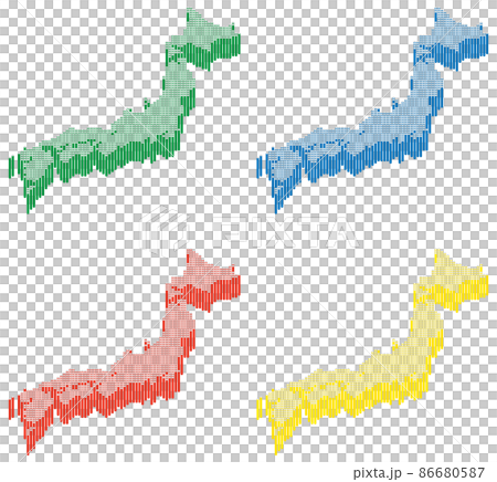 日本地図ドット　立体 86680587