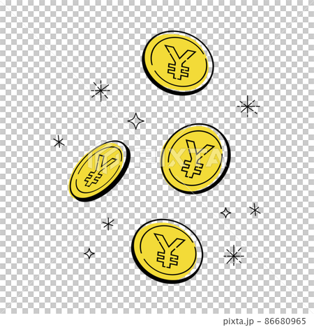 Vector illustration of glittering coins, Japanese yen mark Vector illustration of glittering coins, Japanese yen mark 86680965