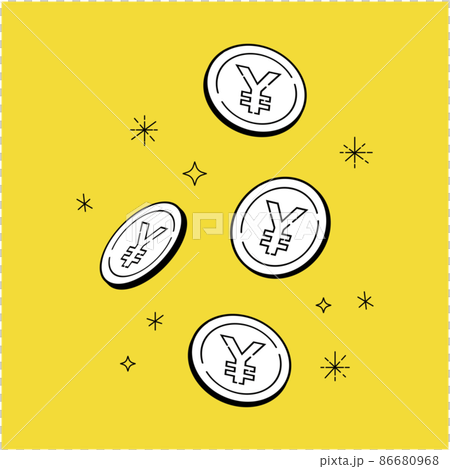 Vector illustration of glittering coins, yen mark Vector illustration of glittering coins, yen mark 86680968