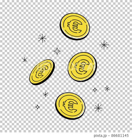閃閃發光的硬幣矢量圖/歐元標記 86681145