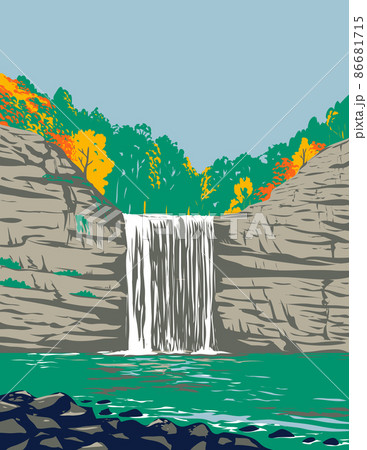 Fall Creek Falls State Resort Park on Upper Cane Creek Gorge in Van Buren and Bledsoe Tennessee USA WPA Poster Art Fall Creek Falls State Resort Park on Upper Cane Creek Gorge in Van Buren and Bledsoe Tennessee USA WPA Poster Art 86681715