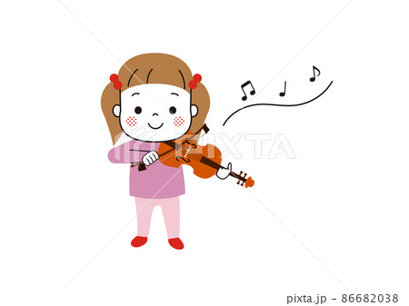 立ってバイオリンを演奏している女の子のイラスト素材 立ってバイオリンを演奏している女の子のイラスト素材