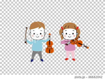 笑顔でバイオリンを弾いている子供たち 笑顔でバイオリンを弾いている子供たち 86682042