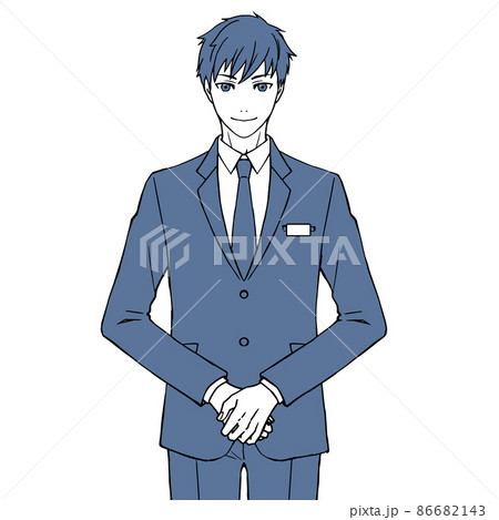 Young man in a suit waiting posture with name tag - Stock Illustration  [86682143] - PIXTA