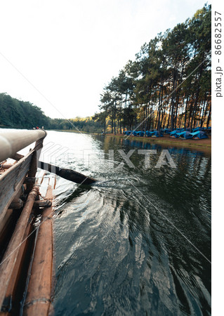 bamboo rafts in the river and nature travel bamboo rafts in the river and nature travel 86682557