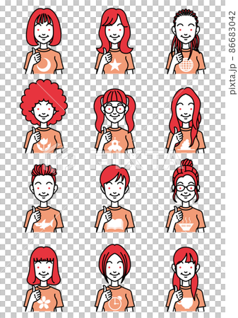 Females with various hairstyles who like poses 86683042