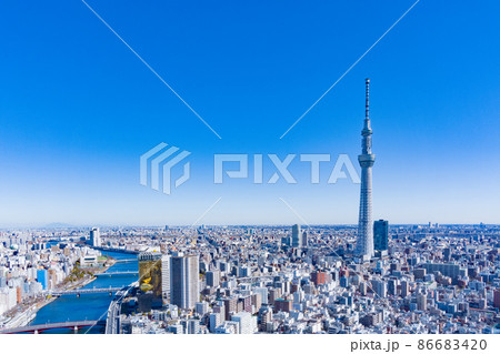 隅田川とスカイツリー空撮 隅田川とスカイツリー空撮 86683420