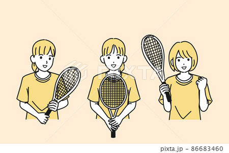 テニス　女子テニス部　クラブ活動　部活　スポーツ　女の子　イラスト 86683460