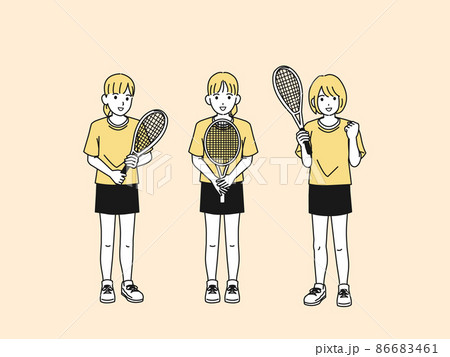 テニス　女子テニス部　クラブ活動　部活　スポーツ　女の子　全身　イラスト 86683461