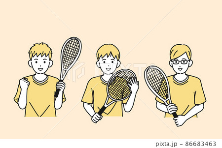 テニス 男子テニス部 クラブ活動 部活 スポーツ 男の子 イラストのイラスト素材