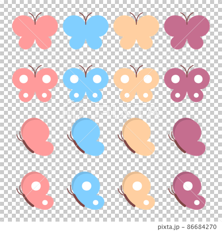 春天手繪蝴蝶蝴蝶套裝蝴蝶蝴蝶插畫插圖可愛的昆蟲生物生物昆蟲 86684270