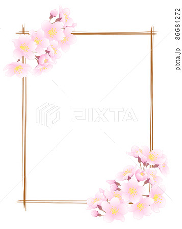 Sakura frame ⑬ (vertical, hand-painted line - Stock