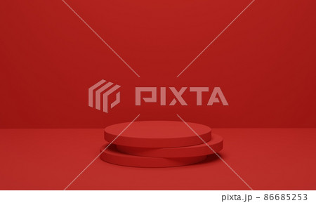 Cylinder podium on red background 86685253