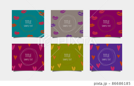 ハートとキスマークのフレームセット 86686185