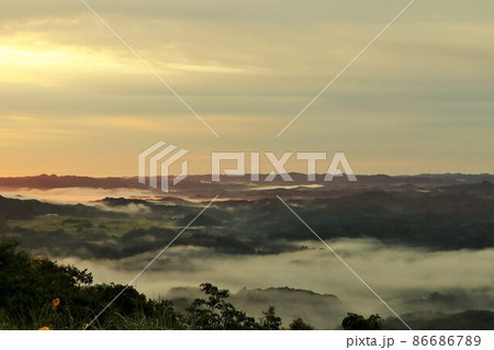 千葉県 九十九谷展望公園からの夜明けの雲海 千葉県 九十九谷展望公園からの夜明けの雲海 86686789