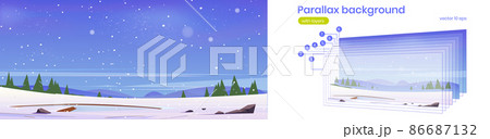 Parallax background with winter snowy landscape 86687132