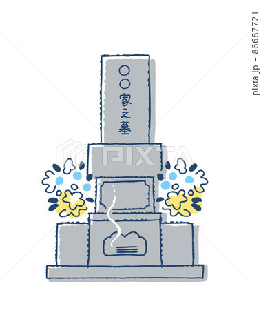 花が供えられた墓 花が供えられた墓 86687721