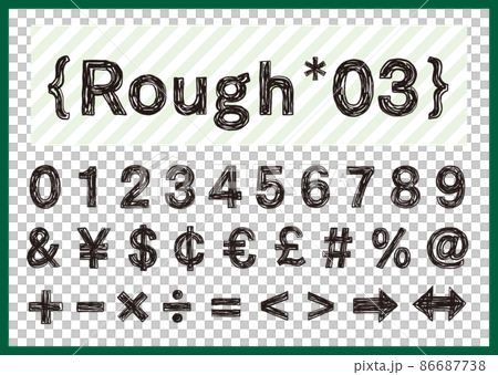 筆上的手寫字母數字、貨幣和符號 86687738