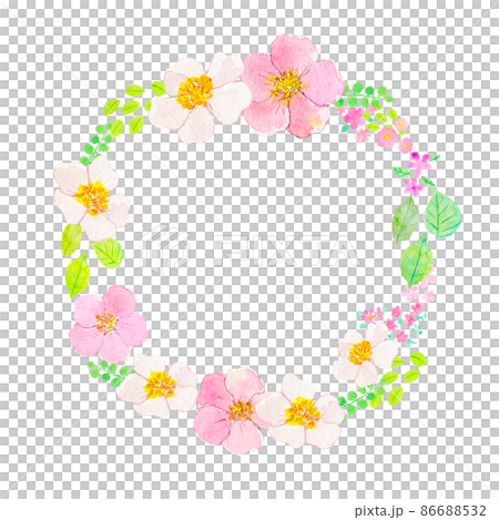 春のリース 水彩イラスト 春のリース 水彩イラスト 86688532