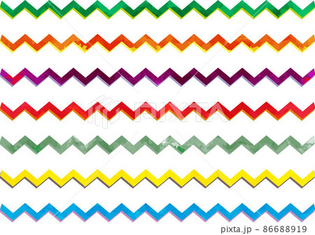 ぎざぎざキッズライン水彩風 86688919