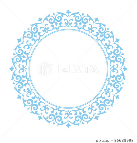 Decorative frame Elegant vector element for design in Eastern style, place for text. Floral blue and white border. Lace illustration for invitations and greeting cards 86688998
