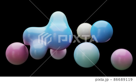 カラフルなメタボールの3DCG 86689119